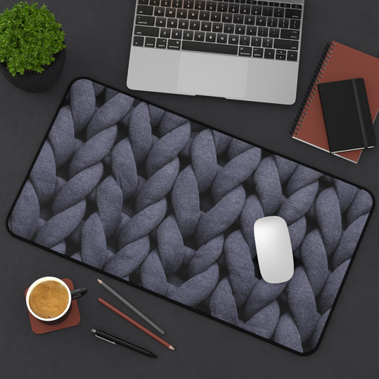 Large Luxury Desk Mat Premium Quality Neoprene, Blue Chunky Knits Aesthetic Desk Mat, Light Weight, Multi-Functional Desk Mat, Gift for Any Occasion - The Storied Desktop