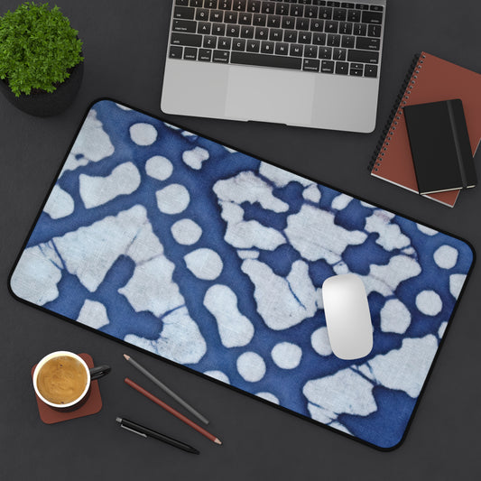 Large Luxury Desk Mat Premium Quality Neoprene, Blue Tie Dye Aesthetic Desk Mat, Light Weight, Multi Functional, Gift for Any Occasion - The Storied Desktop