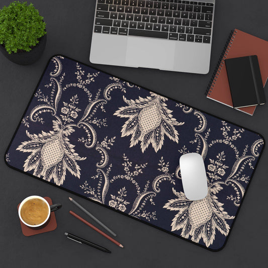 Large Luxury Desk Mat Premium Quality Neoprene Mouse Pad Black Beige Floral Desk Blotter Light Weight Multi-Functional Desk Mat Office Supplies - The Storied Desktop