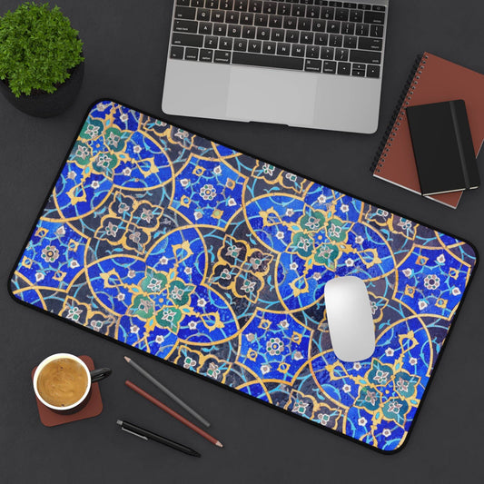 Large Luxury Desk Mat Premium Quality Neoprene Mouse Pad Blue Geometric Desk Mat Light Weight Multi-Functional Desk Mat Office Supplies - The Storied Desktop