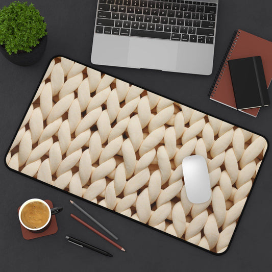 Large Luxury Desk Mat Premium Quality Neoprene Mouse Pad Ivory Chunky Knits Desk Mat Light Weight Multi-Functional Desk Mat Office Supplies - The Storied Desktop