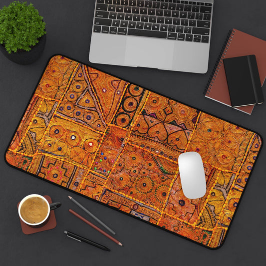 Large Luxury Desk Mat Premium Quality Neoprene Mouse Pad Orange Silk Desk Mat Light Weight Multi-Functional Desk Mat Office Supplies - The Storied Desktop