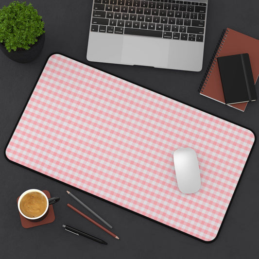 Large Luxury Desk Mat Premium Quality Neoprene Mouse Pad Pink Gingham Desk Mat Light Weight Multi-Functional Desk Mat Office Supplies - The Storied Desktop