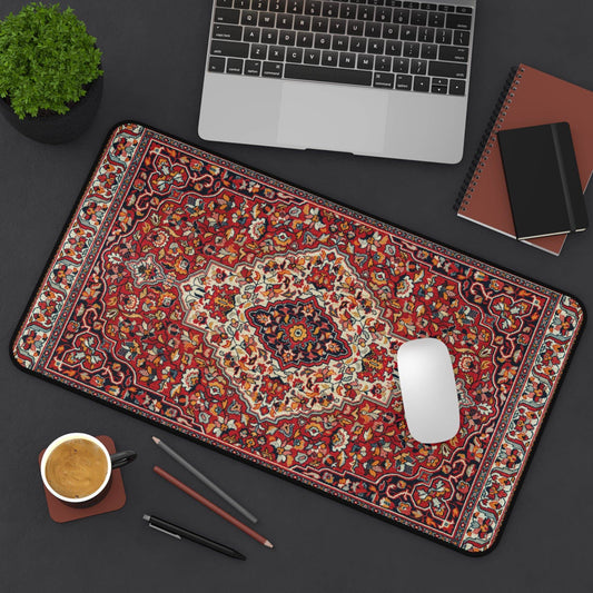 Large Luxury Desk Mat Premium Quality Neoprene Mouse Pad Red Turkish Rug Desk Mat Light Weight Multi-Functional Desk Mat Office Supplies - The Storied Desktop