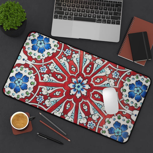 Large Luxury Desk Mat Premium Quality Neoprene Mouse Pad Red White Blue Floral Desk Mat Light Weight Multi-Functional Desk Mat Office Supplies - The Storied Desktop