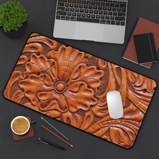 Large Luxury Desk Mat Premium Quality Neoprene Mouse Pad Tooled Leather Aesthetic Desk Mat Light Weight Multi-Functional Desk Mat Office Supplies - The Storied Desktop