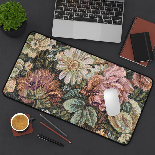 Large Luxury Desk Mat Premium Quality Neoprene Mouse Pad Vintage Floral Desk Mat Light Weight Multi-Functional Desk Mat Office Supplies - The Storied Desktop